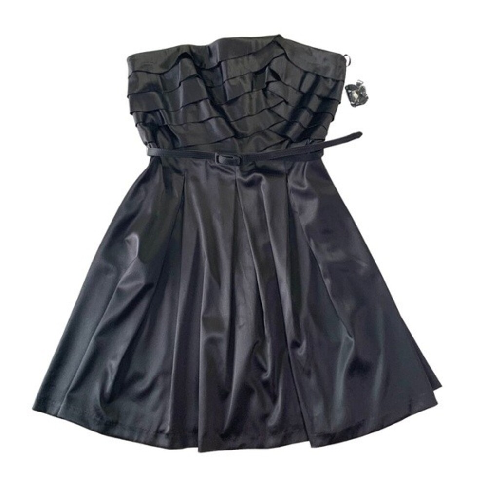 S.L.Fashions Removable Straps Pleated Satin Dress Size 14 NWOT